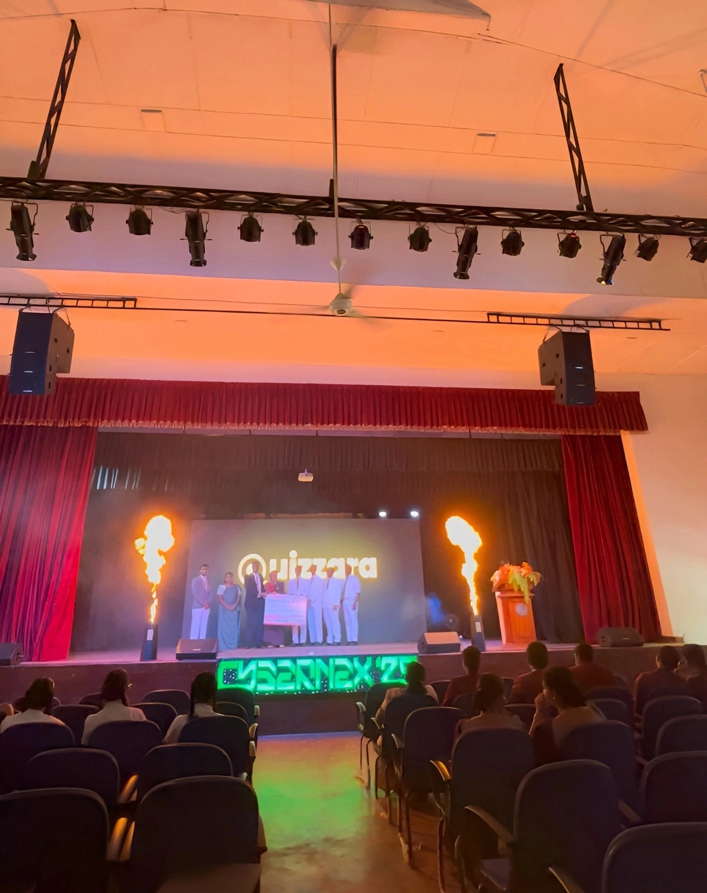 Interior view of the school main hall and stage